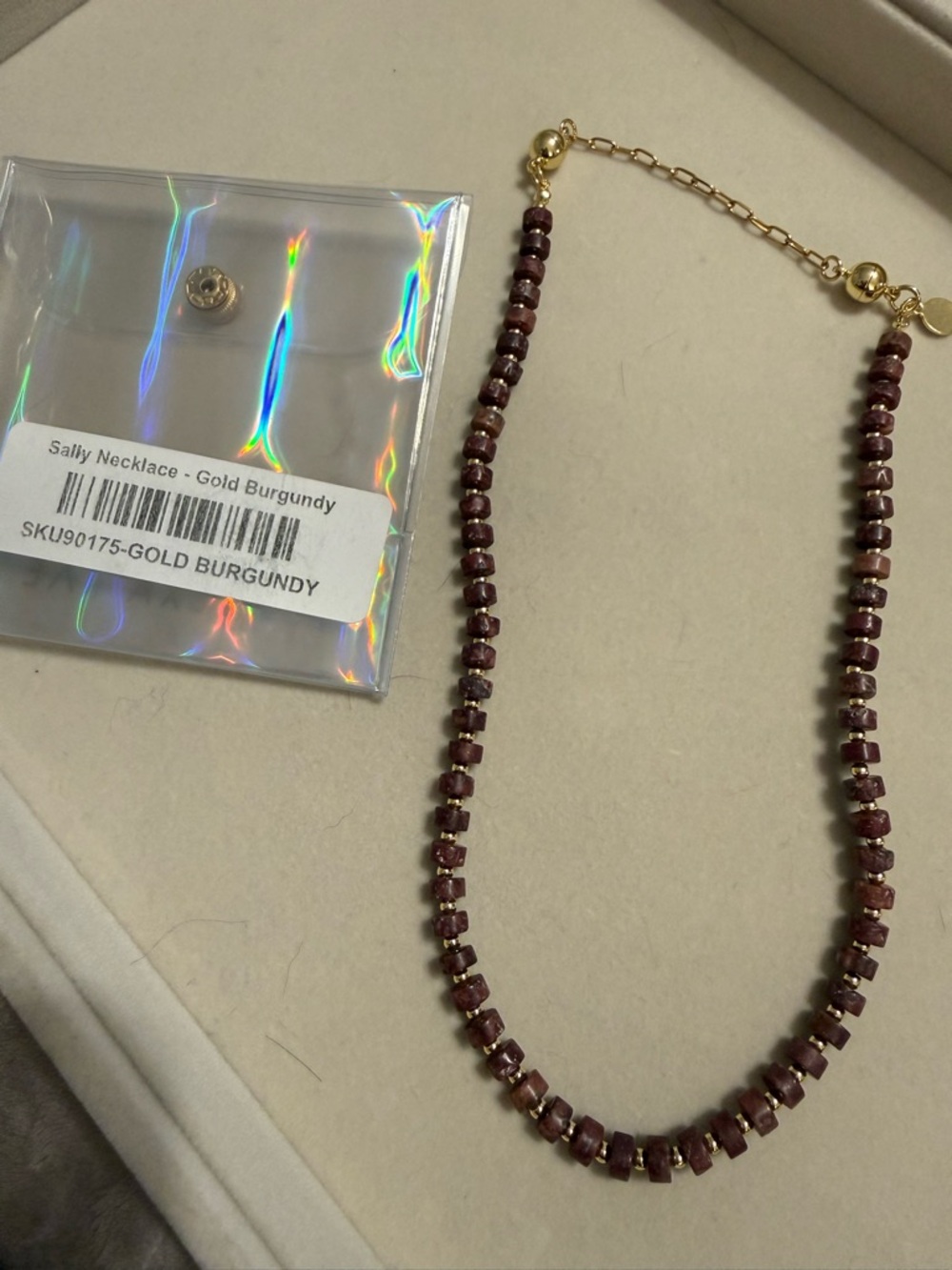 By Alexa Rae - Gold Burgundy Sally Necklace